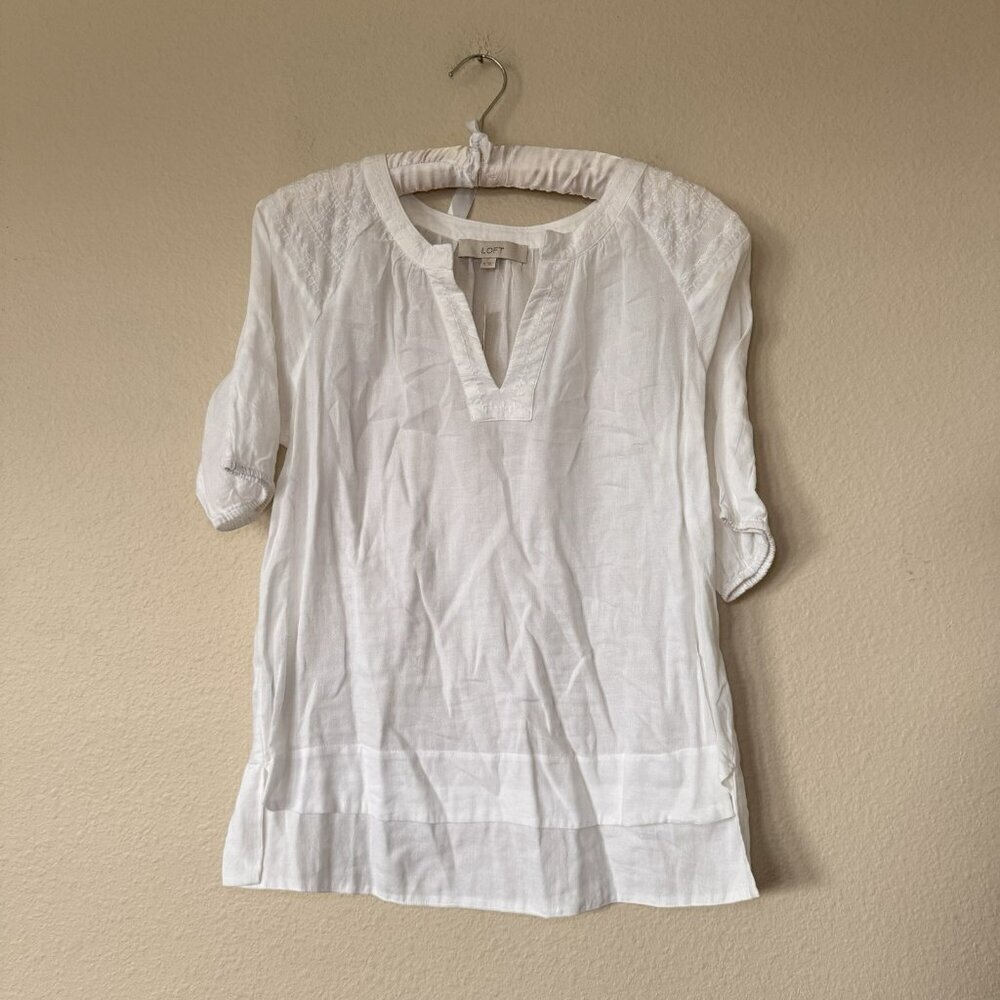 LOFT Top Womens Medium Embroidered Boho Coquette 90s Y2K V Neck Lightweight